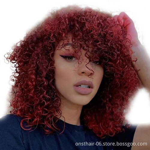 Onst Best  Price Wigs for Black Women Synthetic Kinky Curly Wigs 12 inches Short Black Natural Afro Hair for Black Women 2colors